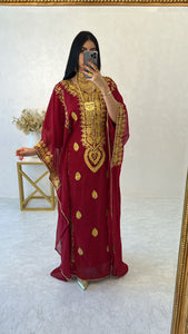 Designer farasha with golden Aari work and golden crystals