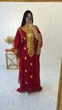 Designer farasha with golden Aari work and golden crystals