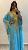 Designer farasha with golden Aari work and golden crystals