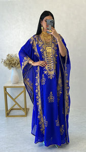Designer farasha with golden Aari work and golden crystals