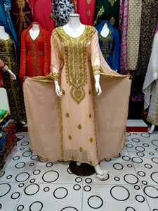 Designer farasha with golden Aari work and golden crystals