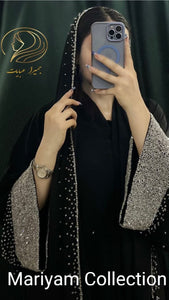 Silver Hand Embroidery Abaya Wedding Abaya