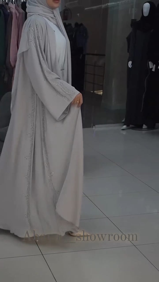 dubai 2 pis Abaya with silver embroidery