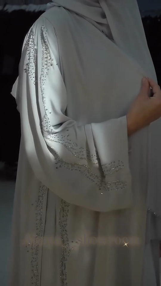 dubai 2 pis Abaya with silver embroidery