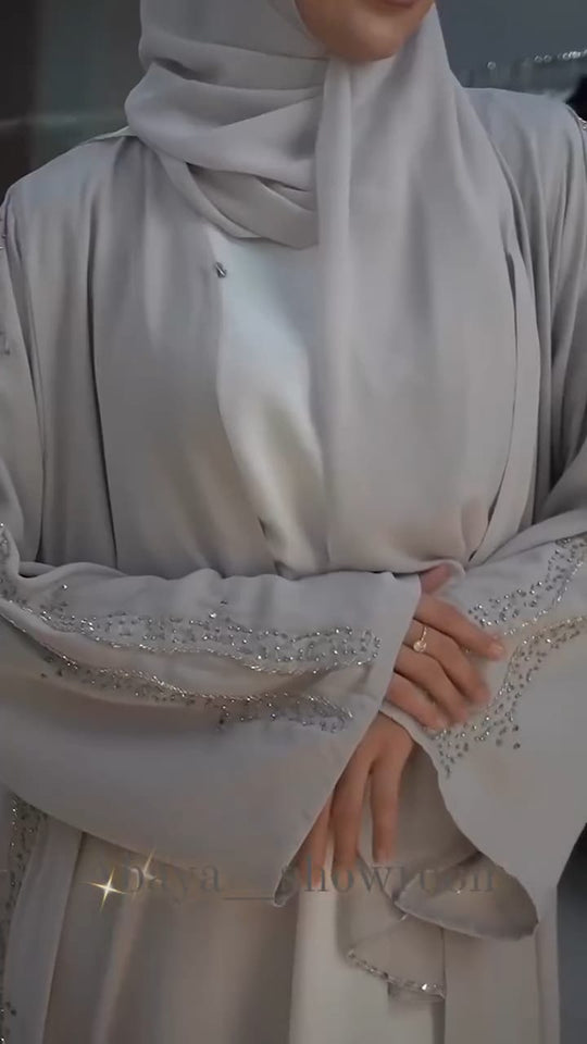 dubai 2 pis Abaya with silver embroidery