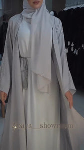 dubai 2 pis Abaya with silver embroidery