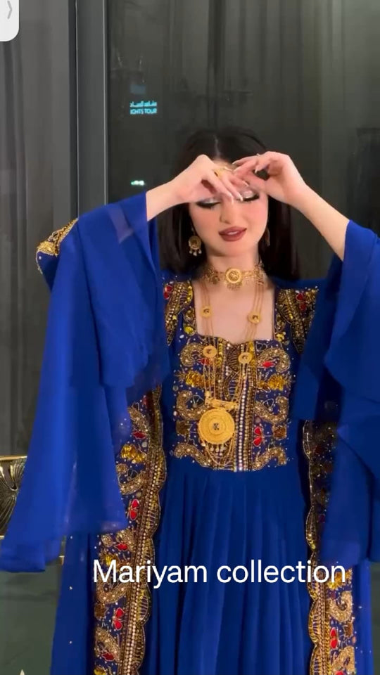 modern 2 piece kaftan for women with gold hand embroidery kaftan for Eid