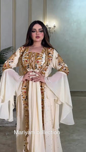 modern 2 piece kaftan for women with gold hand embroidery kaftan for Eid