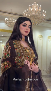modern 2 piece kaftan for women with gold hand embroidery kaftan for Eid