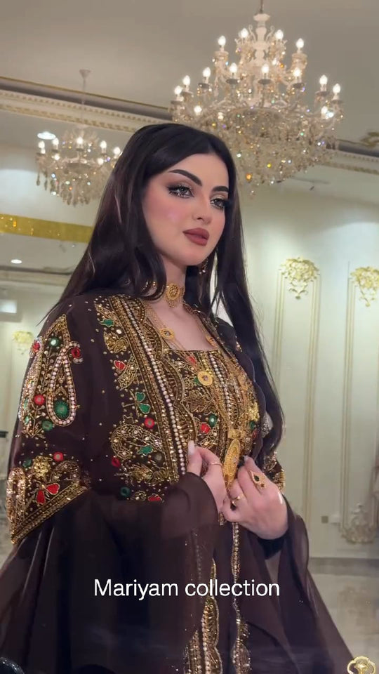modern 2 piece kaftan for women with gold hand embroidery kaftan for Eid