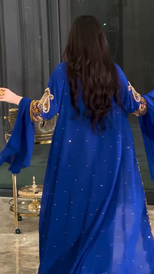 modern 2 piece kaftan for women with gold hand embroidery kaftan for Eid