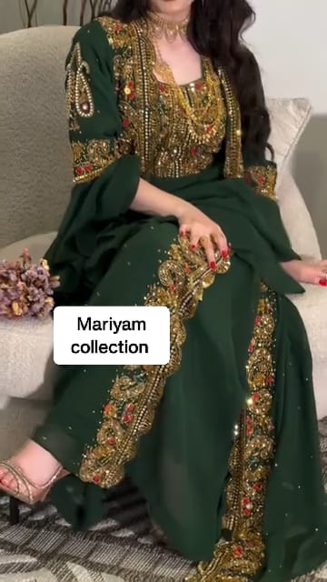 modern 2 piece kaftan for women with gold hand embroidery kaftan for Eid