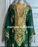Designer farasha with golden Aari work and golden crystals