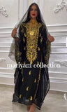 Designer farasha with golden Aari work and golden crystals