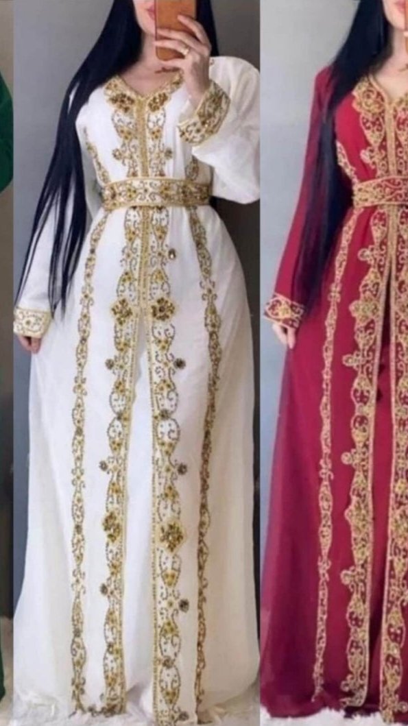 Moroccan Embroidered luxurious Caftan , Moroccan Kaftan with headscarf
