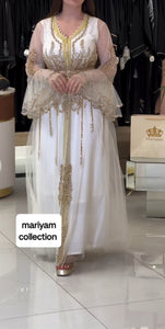 Designer Arabian Kaftan with Crystal Hand Work & Beads Ball sleeve