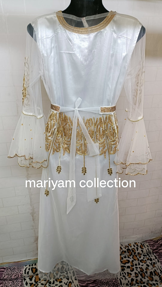 Designer Arabian Kaftan with Crystal Hand Work & Beads Ball sleeve