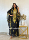 Designer farasha with golden Aari work and golden crystals