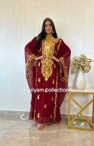 Designer farasha with golden Aari work and golden crystals