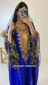 Designer farasha with golden Aari work and golden crystals