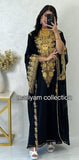 Designer farasha with golden Aari work and golden crystals