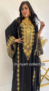 Designer farasha with golden Aari work and golden crystals