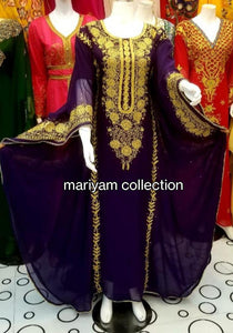 Designer farasha with golden Aari work and golden crystals