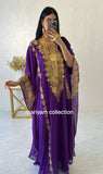 Designer farasha with golden Aari work and golden crystals