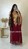 Designer farasha with golden Aari work and golden crystals