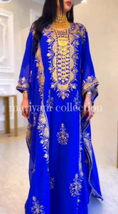Designer farasha with golden Aari work and golden crystals