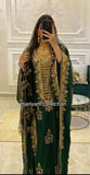 Designer farasha with golden Aari work and golden crystals