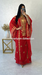 Designer farasha with golden Aari work and golden crystals