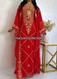 Designer farasha with golden Aari work and golden crystals