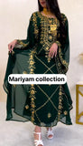 Designer farasha with golden Aari work and golden crystals
