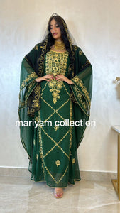 Designer farasha with golden Aari work and golden crystals