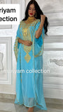 Designer farasha with golden Aari work and golden crystals