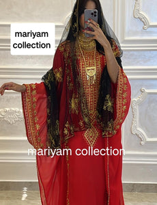 Designer farasha with golden Aari work and golden crystals
