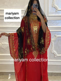 Designer farasha with golden Aari work and golden crystals