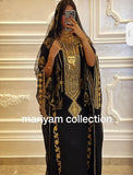 Designer farasha with golden Aari work and golden crystals