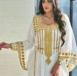 Designer farasha with golden Aari work and golden crystals