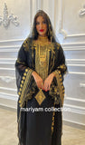 Designer farasha with golden Aari work and golden crystals