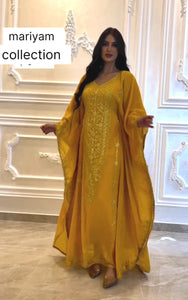 Designer farasha with golden Aari work and golden crystals