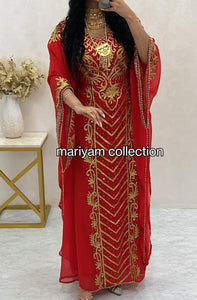 Designer farasha with golden Aari work and golden crystals
