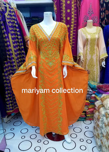 Designer farasha with golden Aari work and golden crystals