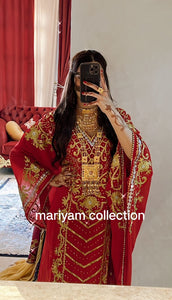 Designer farasha with golden Aari work and golden crystals
