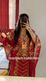 Designer farasha with golden Aari work and golden crystals