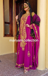 Designer farasha with golden Aari work and golden crystals