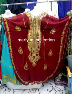 Designer farasha with golden Aari work and golden crystals