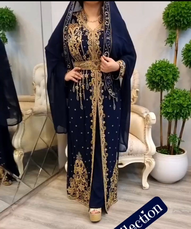 SALE!! New Royal Blue Elegant Dubai caftan Arabic Party Wear Beach Kaftan