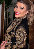 Designer black bridal wear kaftan with golden embroidery